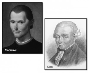 What exactly is right action, according to Machiavelli and Kant?